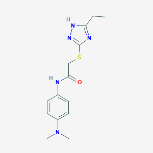 molecular formula C14H19N5OS B361743 N-(4-Dimethylamino-phenyl)-2-(5-ethyl-4H-[1,2,4]triazol-3-ylsulfanyl)-acetamide 