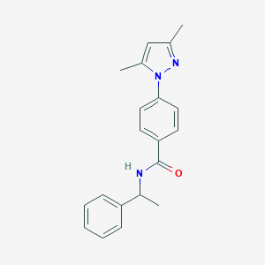 molecular formula C20H21N3O B361744 4-(3,5-dimethyl-1H-pyrazol-1-yl)-N-(1-phenylethyl)benzamide CAS No. 879413-70-4