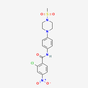 molecular formula C18H19ClN4O5S B3617529 2-chloro-N-{4-[4-(methylsulfonyl)-1-piperazinyl]phenyl}-4-nitrobenzamide 