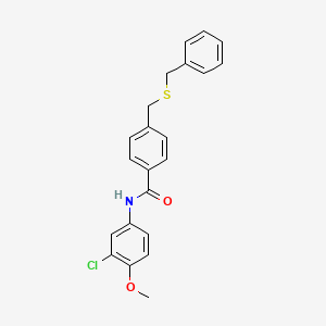 molecular formula C22H20ClNO2S B3617553 4-[(benzylthio)methyl]-N-(3-chloro-4-methoxyphenyl)benzamide 