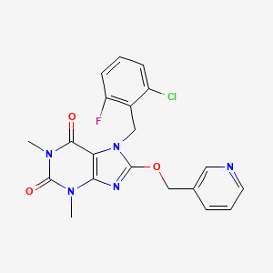 molecular formula C20H17ClFN5O3 B3617627 7-(2-chloro-6-fluorobenzyl)-1,3-dimethyl-8-(3-pyridinylmethoxy)-3,7-dihydro-1H-purine-2,6-dione 