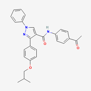 molecular formula C28H27N3O3 B3617629 N-(4-acetylphenyl)-3-(4-isobutoxyphenyl)-1-phenyl-1H-pyrazole-4-carboxamide 