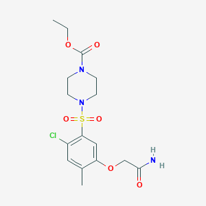 molecular formula C16H22ClN3O6S B3617690 ethyl 4-{[5-(2-amino-2-oxoethoxy)-2-chloro-4-methylphenyl]sulfonyl}-1-piperazinecarboxylate 