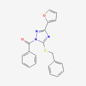 molecular formula C20H15N3O2S B3617695 1-benzoyl-5-(benzylthio)-3-(2-furyl)-1H-1,2,4-triazole 