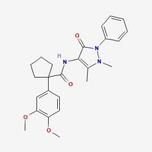 molecular formula C25H29N3O4 B3617724 1-(3,4-dimethoxyphenyl)-N-(1,5-dimethyl-3-oxo-2-phenyl-2,3-dihydro-1H-pyrazol-4-yl)cyclopentanecarboxamide 