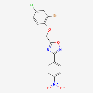 molecular formula C15H9BrClN3O4 B3617740 5-[(2-bromo-4-chlorophenoxy)methyl]-3-(4-nitrophenyl)-1,2,4-oxadiazole 