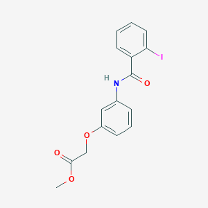 molecular formula C16H14INO4 B3617748 methyl {3-[(2-iodobenzoyl)amino]phenoxy}acetate 