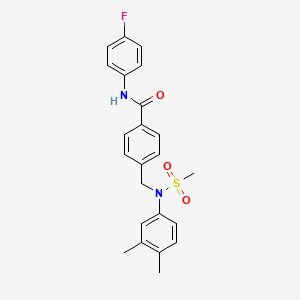 molecular formula C23H23FN2O3S B3617758 4-{[(3,4-dimethylphenyl)(methylsulfonyl)amino]methyl}-N-(4-fluorophenyl)benzamide 