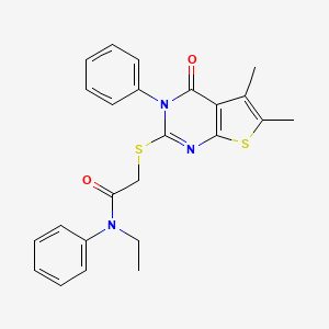 2-[(5,6-dimethyl-4-oxo-3-phenyl-3,4-dihydrothieno[2,3-d]pyrimidin-2-yl)thio]-N-ethyl-N-phenylacetamide