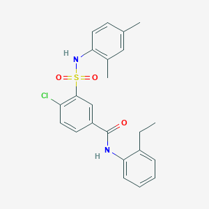 molecular formula C23H23ClN2O3S B3617899 4-chloro-3-{[(2,4-dimethylphenyl)amino]sulfonyl}-N-(2-ethylphenyl)benzamide 