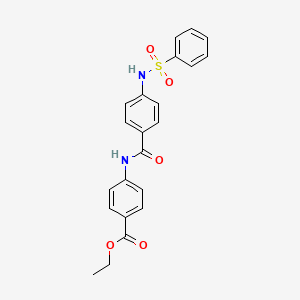 molecular formula C22H20N2O5S B3617916 ethyl 4-({4-[(phenylsulfonyl)amino]benzoyl}amino)benzoate 