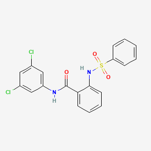 molecular formula C19H14Cl2N2O3S B3617983 N-(3,5-dichlorophenyl)-2-[(phenylsulfonyl)amino]benzamide 