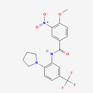 molecular formula C19H18F3N3O4 B3618011 4-methoxy-3-nitro-N-[2-(1-pyrrolidinyl)-5-(trifluoromethyl)phenyl]benzamide 