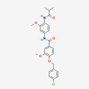 molecular formula C26H27ClN2O5 B3618051 4-[(4-chlorobenzyl)oxy]-N-[4-(isobutyrylamino)-3-methoxyphenyl]-3-methoxybenzamide 