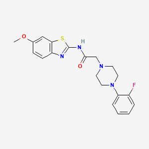 molecular formula C20H21FN4O2S B3618093 2-[4-(2-fluorophenyl)-1-piperazinyl]-N-(6-methoxy-1,3-benzothiazol-2-yl)acetamide 