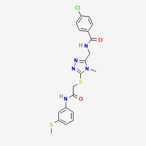 molecular formula C20H20ClN5O2S2 B3618106 4-chloro-N-({4-methyl-5-[(2-{[3-(methylthio)phenyl]amino}-2-oxoethyl)thio]-4H-1,2,4-triazol-3-yl}methyl)benzamide 