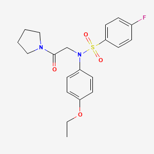 molecular formula C20H23FN2O4S B3618140 N-(4-ethoxyphenyl)-4-fluoro-N-[2-oxo-2-(1-pyrrolidinyl)ethyl]benzenesulfonamide 