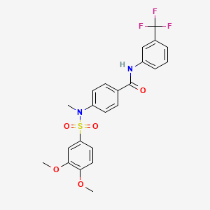 molecular formula C23H21F3N2O5S B3618156 4-[[(3,4-dimethoxyphenyl)sulfonyl](methyl)amino]-N-[3-(trifluoromethyl)phenyl]benzamide 