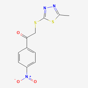 molecular formula C11H9N3O3S2 B3618203 2-[(5-methyl-1,3,4-thiadiazol-2-yl)thio]-1-(4-nitrophenyl)ethanone 