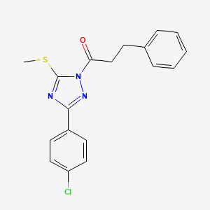 3-(4-chlorophenyl)-5-(methylthio)-1-(3-phenylpropanoyl)-1H-1,2,4-triazole