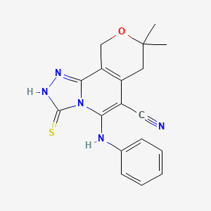 5-anilino-8,8-dimethyl-3-thioxo-2,3,7,10-tetrahydro-8H-pyrano[3,4-c][1,2,4]triazolo[4,3-a]pyridine-6-carbonitrile