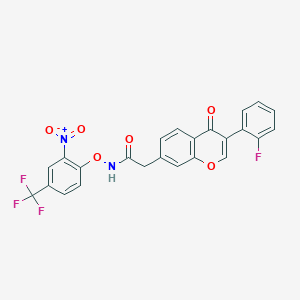 molecular formula C24H14F4N2O6 B3618302 2-[3-(2-fluorophenyl)-4-oxo-4H-chromen-7-yl]-N-[2-nitro-4-(trifluoromethyl)phenoxy]acetamide 