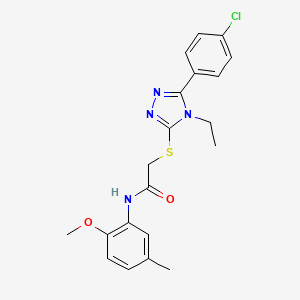 molecular formula C20H21ClN4O2S B3618361 2-{[5-(4-chlorophenyl)-4-ethyl-4H-1,2,4-triazol-3-yl]sulfanyl}-N-(2-methoxy-5-methylphenyl)acetamide 