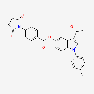 3-acetyl-2-methyl-1-(4-methylphenyl)-1H-indol-5-yl 4-(2,5-dioxo-1-pyrrolidinyl)benzoate