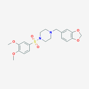 molecular formula C20H24N2O6S B361843 1-(1,3-Benzodioxol-5-ylmethyl)-4-[(3,4-dimethoxyphenyl)sulfonyl]piperazine CAS No. 278782-75-5