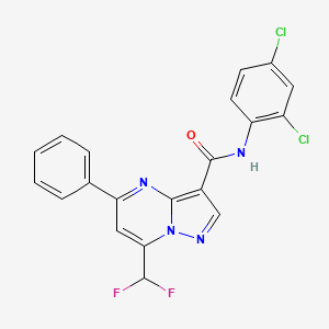 molecular formula C20H12Cl2F2N4O B3618438 N-(2,4-dichlorophenyl)-7-(difluoromethyl)-5-phenylpyrazolo[1,5-a]pyrimidine-3-carboxamide 