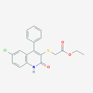 molecular formula C19H16ClNO3S B3618445 ethyl [(6-chloro-2-oxo-4-phenyl-1,2-dihydro-3-quinolinyl)thio]acetate 