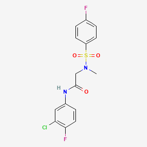 molecular formula C15H13ClF2N2O3S B3618453 N~1~-(3-chloro-4-fluorophenyl)-N~2~-[(4-fluorophenyl)sulfonyl]-N~2~-methylglycinamide 