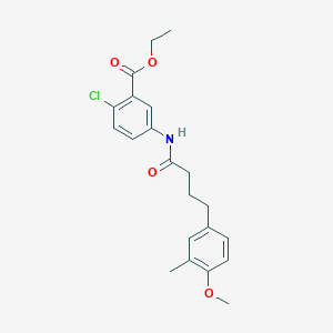 molecular formula C21H24ClNO4 B3618500 ethyl 2-chloro-5-{[4-(4-methoxy-3-methylphenyl)butanoyl]amino}benzoate 