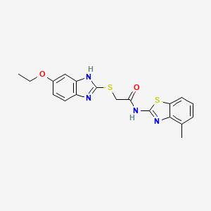 molecular formula C19H18N4O2S2 B3618540 2-[(5-ethoxy-1H-benzimidazol-2-yl)thio]-N-(4-methyl-1,3-benzothiazol-2-yl)acetamide 