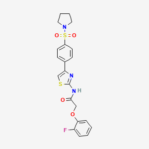 molecular formula C21H20FN3O4S2 B3618551 2-(2-fluorophenoxy)-N-{4-[4-(1-pyrrolidinylsulfonyl)phenyl]-1,3-thiazol-2-yl}acetamide 