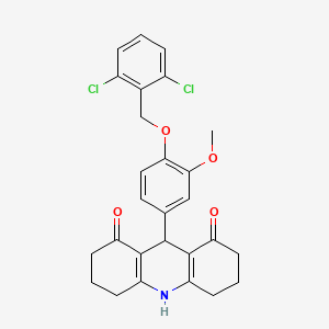 molecular formula C27H25Cl2NO4 B3618558 9-{4-[(2,6-dichlorobenzyl)oxy]-3-methoxyphenyl}-3,4,6,7,9,10-hexahydro-1,8(2H,5H)-acridinedione 