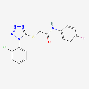 molecular formula C15H11ClFN5OS B3618562 2-{[1-(2-chlorophenyl)-1H-tetrazol-5-yl]thio}-N-(4-fluorophenyl)acetamide 