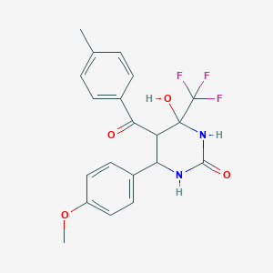 molecular formula C20H19F3N2O4 B361858 4-hydroxy-6-(4-methoxyphenyl)-5-(4-methylbenzoyl)-4-(trifluoromethyl)tetrahydro-2(1H)-pyrimidinone CAS No. 474302-68-6