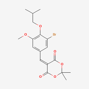 molecular formula C18H21BrO6 B3618679 5-(3-bromo-4-isobutoxy-5-methoxybenzylidene)-2,2-dimethyl-1,3-dioxane-4,6-dione 