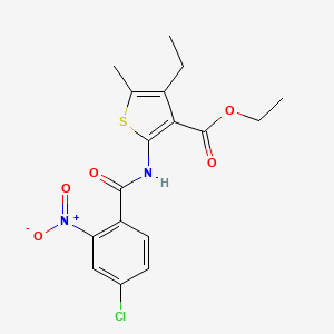 molecular formula C17H17ClN2O5S B3618762 ethyl 2-[(4-chloro-2-nitrobenzoyl)amino]-4-ethyl-5-methyl-3-thiophenecarboxylate 