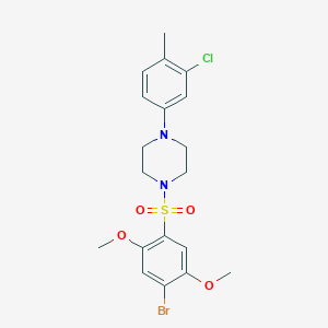 molecular formula C19H22BrClN2O4S B3618767 1-[(4-bromo-2,5-dimethoxyphenyl)sulfonyl]-4-(3-chloro-4-methylphenyl)piperazine 