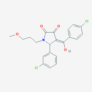 molecular formula C21H19Cl2NO4 B361878 4-(4-chlorobenzoyl)-5-(3-chlorophenyl)-3-hydroxy-1-(3-methoxypropyl)-1,5-dihydro-2H-pyrrol-2-one CAS No. 608119-71-7