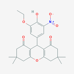 molecular formula C25H29NO7 B3618871 9-(3-ethoxy-4-hydroxy-5-nitrophenyl)-3,3,6,6-tetramethyl-3,4,5,6,7,9-hexahydro-1H-xanthene-1,8(2H)-dione 