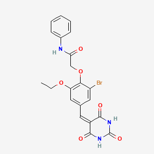 2-{2-bromo-6-ethoxy-4-[(2,4,6-trioxotetrahydro-5(2H)-pyrimidinylidene)methyl]phenoxy}-N-phenylacetamide