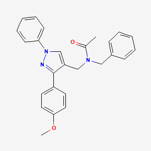 molecular formula C26H25N3O2 B3618925 N-benzyl-N-{[3-(4-methoxyphenyl)-1-phenyl-1H-pyrazol-4-yl]methyl}acetamide 