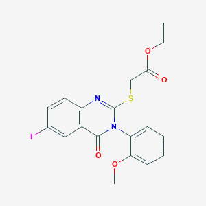 ethyl {[6-iodo-3-(2-methoxyphenyl)-4-oxo-3,4-dihydro-2-quinazolinyl]thio}acetate