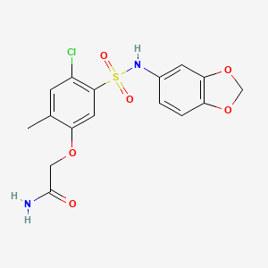 molecular formula C16H15ClN2O6S B3618951 2-{5-[(1,3-benzodioxol-5-ylamino)sulfonyl]-4-chloro-2-methylphenoxy}acetamide 