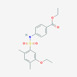molecular formula C19H23NO5S B361899 Ethyl 4-{[(5-ethoxy-2,4-dimethylphenyl)sulfonyl]amino}benzoate CAS No. 873673-98-4