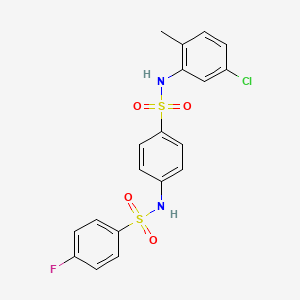 molecular formula C19H16ClFN2O4S2 B3619027 N-(4-{[(5-chloro-2-methylphenyl)amino]sulfonyl}phenyl)-4-fluorobenzenesulfonamide 