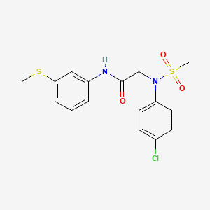 molecular formula C16H17ClN2O3S2 B3619067 N~2~-(4-chlorophenyl)-N~2~-(methylsulfonyl)-N~1~-[3-(methylthio)phenyl]glycinamide 